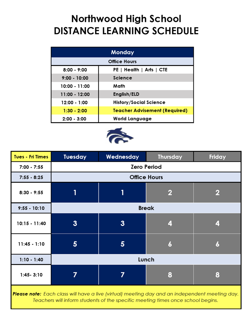 distance learning schedule