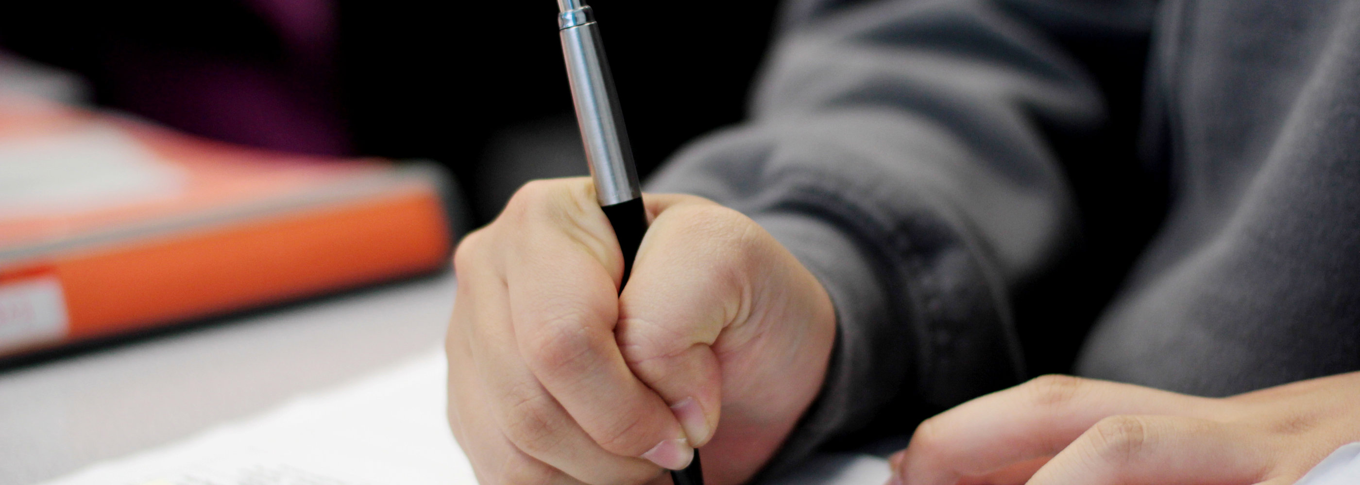 student writing